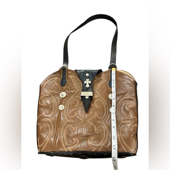 Handmade Western Boot Genuine Leather Shoulder Bag Purse - Picture 15 of 16